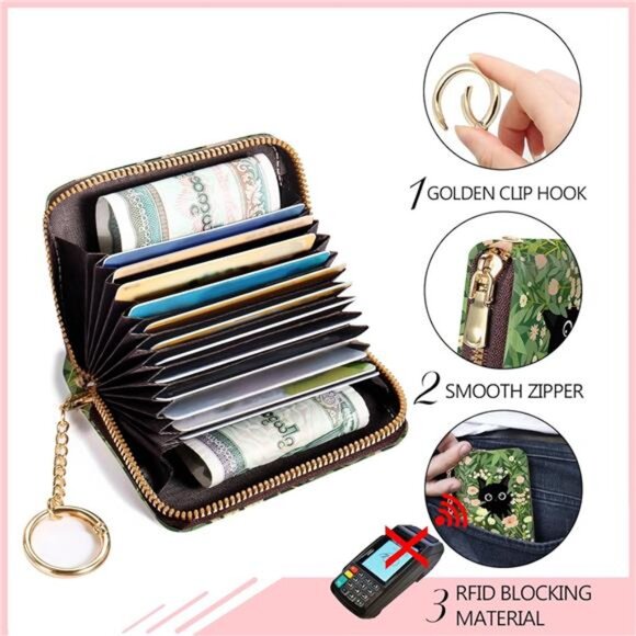 Women's Black Cat Floral RFID Wallet Black Cat Floral - Picture 4 of 6